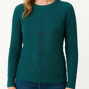 89th & Madison Green Pointelle Knit Sweater Medium Sample Sale